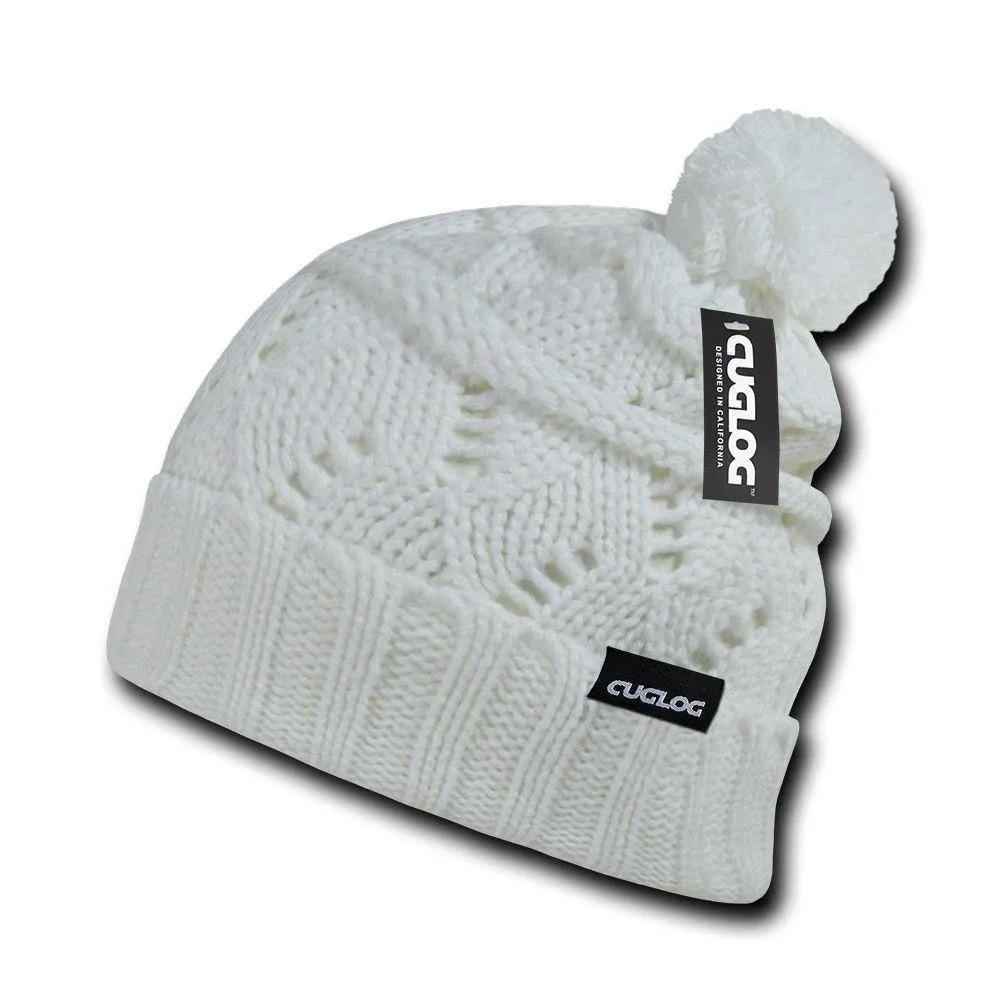 1 Dozen Cuglog Ben Nevis Cuffed Slouchy Beanies Big Fuzzy Ball Wholesale Bulk