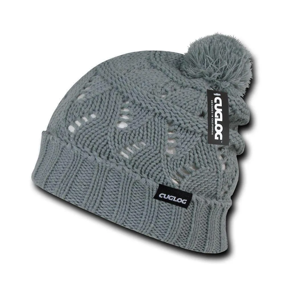 1 Dozen Cuglog Ben Nevis Cuffed Slouchy Beanies Big Fuzzy Ball Wholesale Bulk