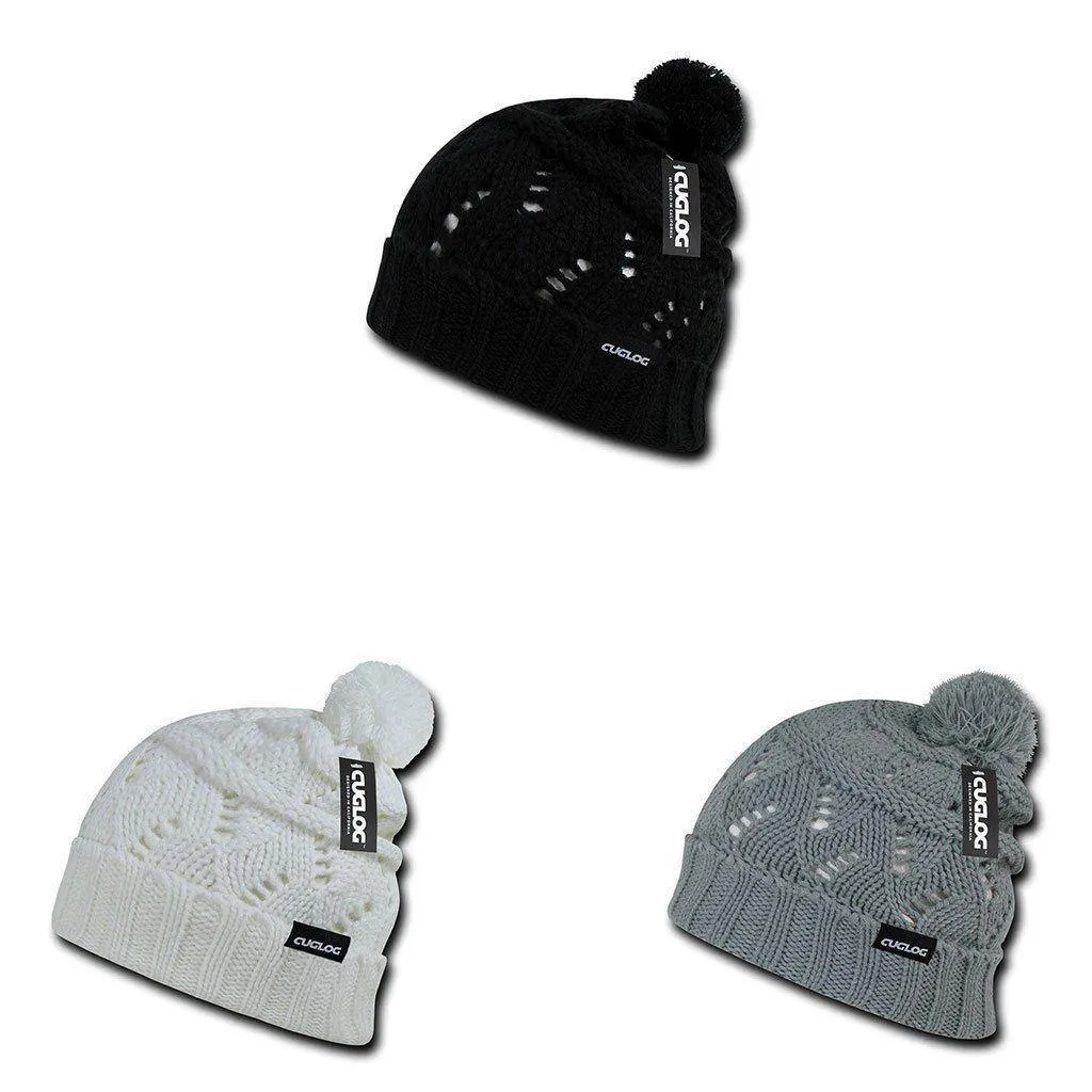 1 Dozen Cuglog Ben Nevis Cuffed Slouchy Beanies Big Fuzzy Ball Wholesale Bulk