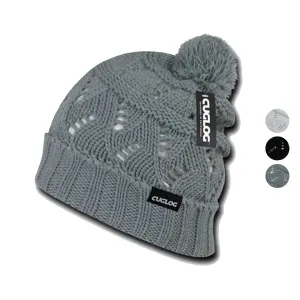 1 Dozen Cuglog Ben Nevis Cuffed Slouchy Beanies Big Fuzzy Ball Wholesale Bulk