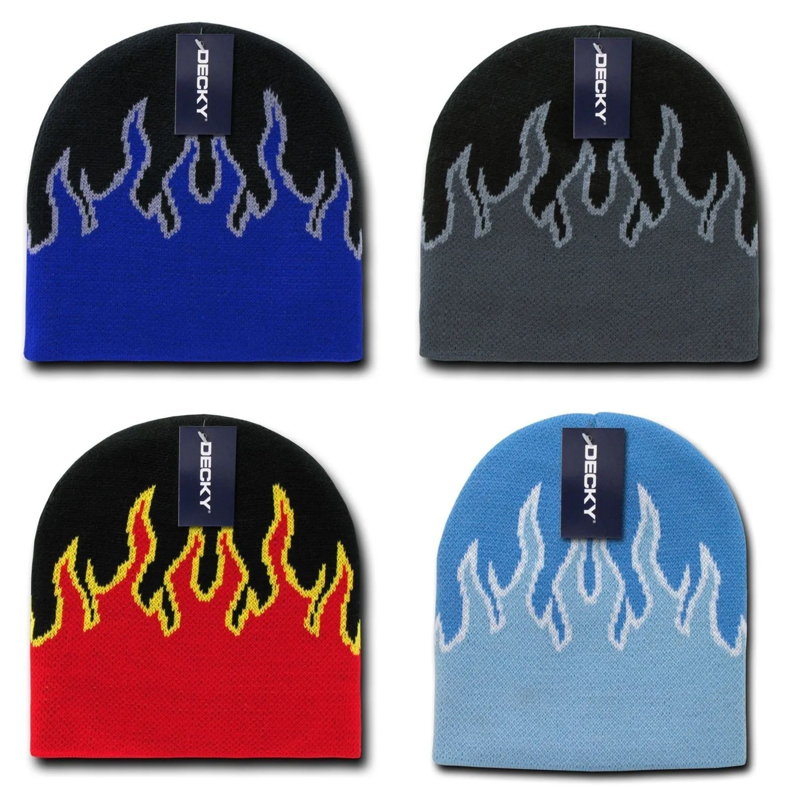 1 Dozen Decky Fire Flames Tribal Beanies Hats Caps Ski Skull Short Wholesale Lot