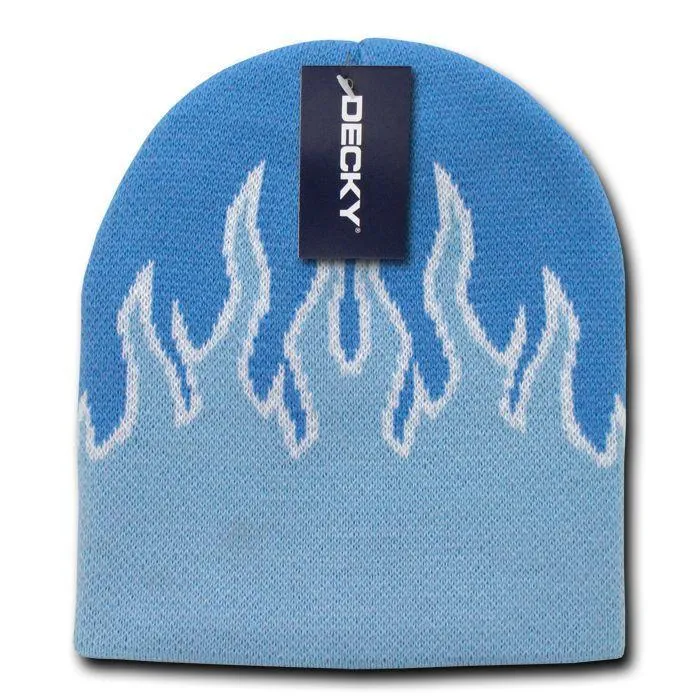 1 Dozen Decky Fire Flames Tribal Beanies Hats Caps Ski Skull Short Wholesale Lot