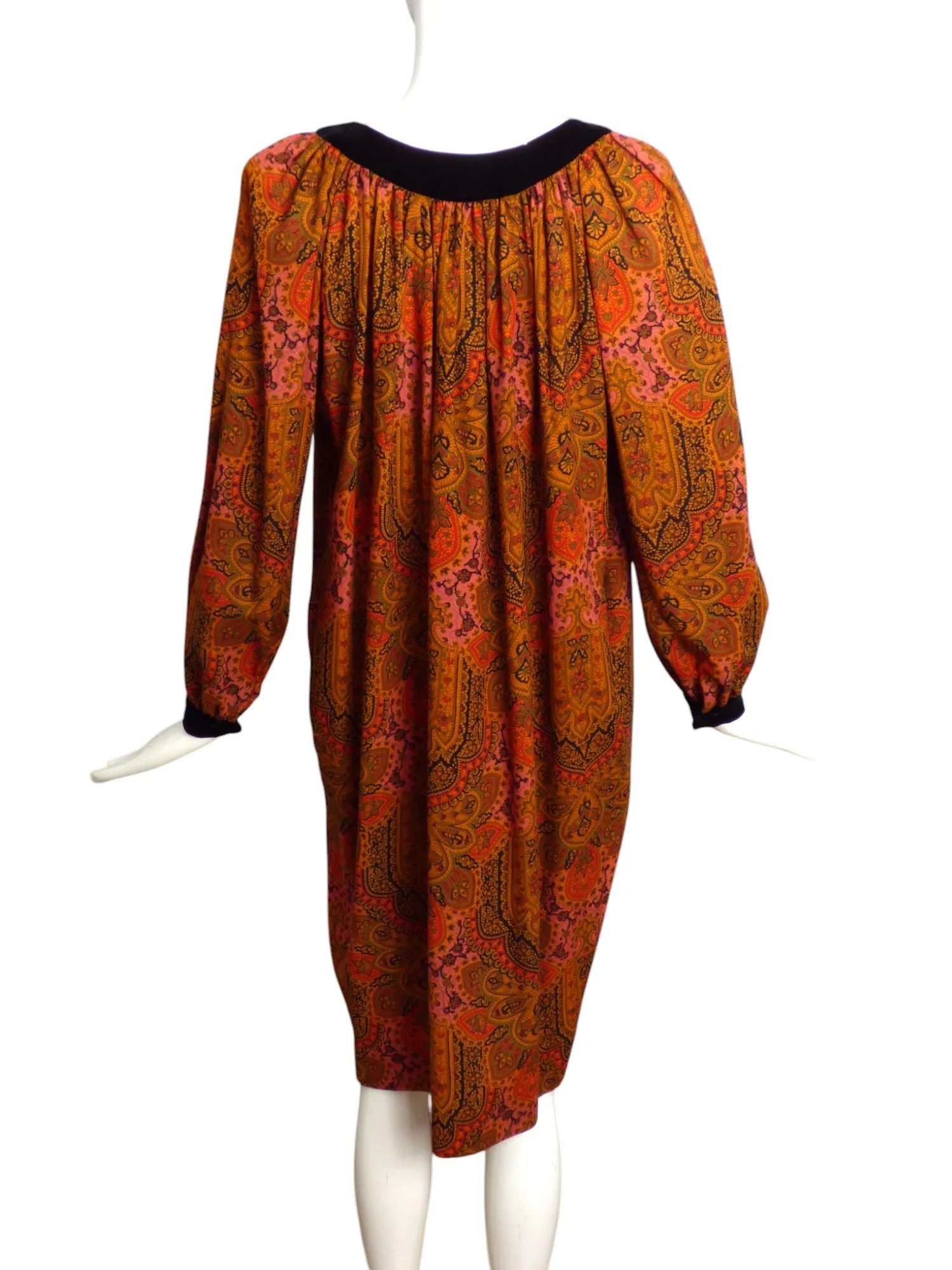 1980s Paisley Wool Dress, Size 10
