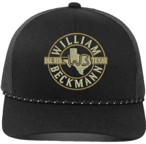 Black trucker braid cap with round WB logo
