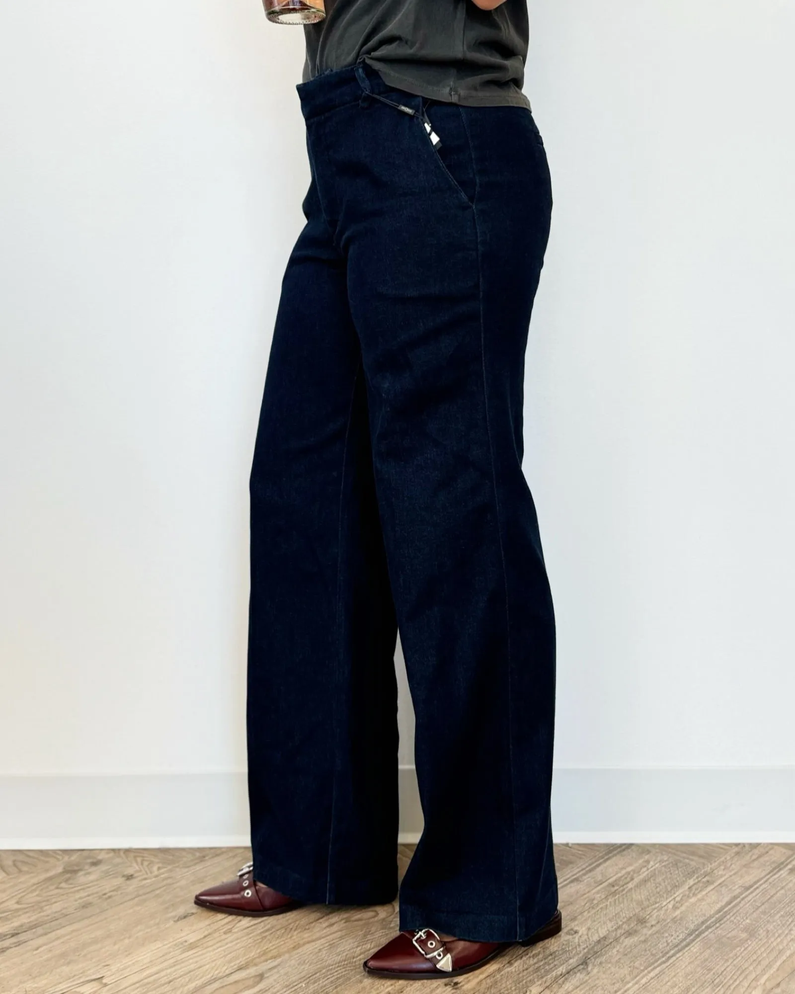 Briar Wide Leg Denim Inspired Trouser with Pintuck