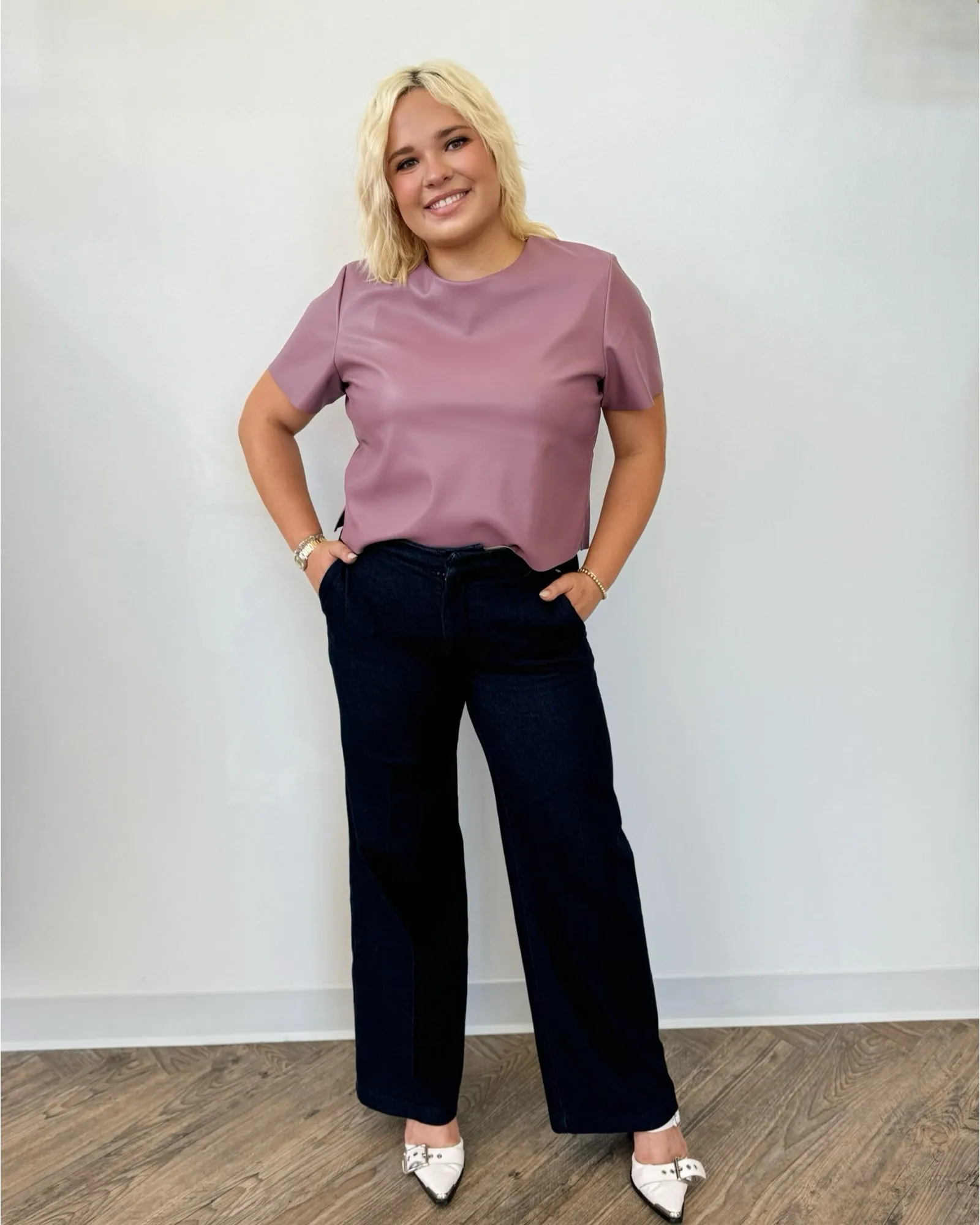 Briar Wide Leg Denim Inspired Trouser with Pintuck