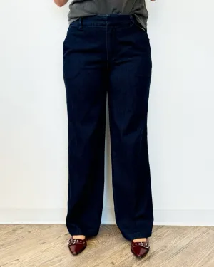 Briar Wide Leg Denim Inspired Trouser with Pintuck