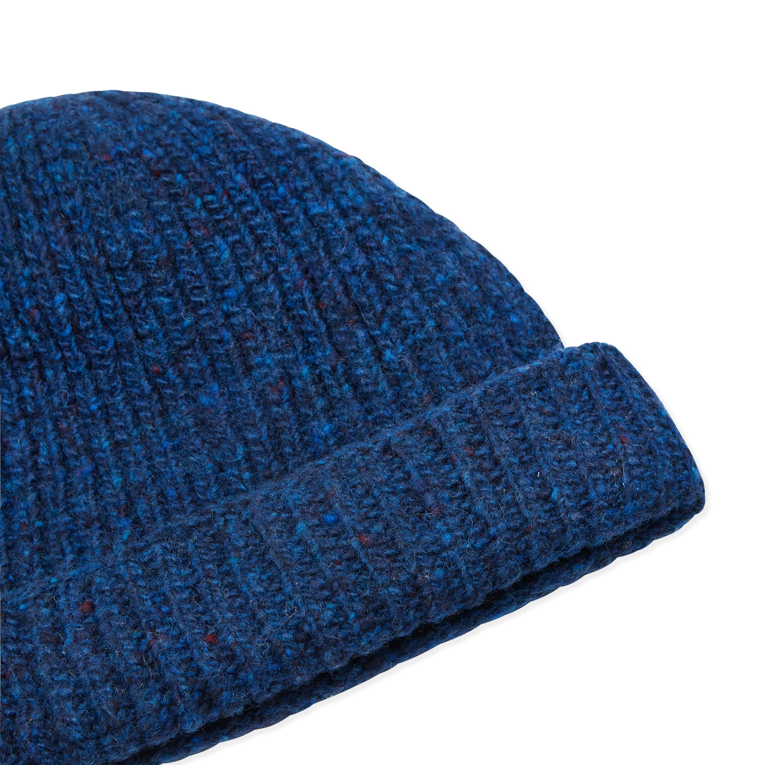 Burrows & Hare Donegal Wool Beanie Hat - Marine