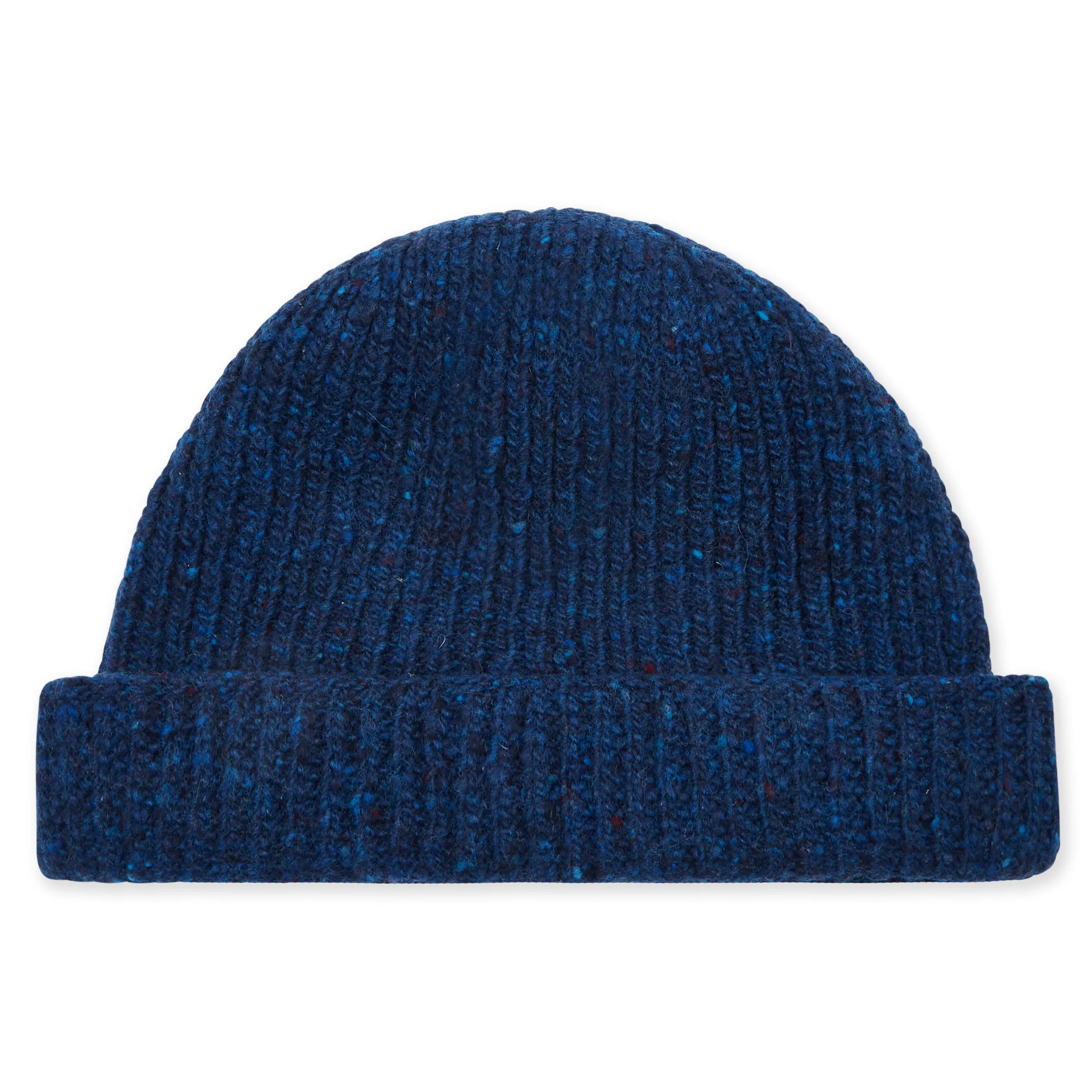 Burrows & Hare Donegal Wool Beanie Hat - Marine
