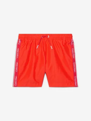 Calvin Klein Boys Drawstring Swim Shorts in Red