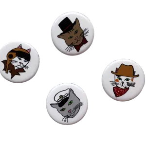 Cats In Hats Buttons - Assorted