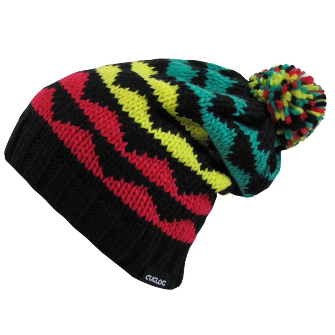 Cuglog K023 Long Cuffed K2 Slouch Knit Pom Pom Beanies Hats Winter Ski Caps