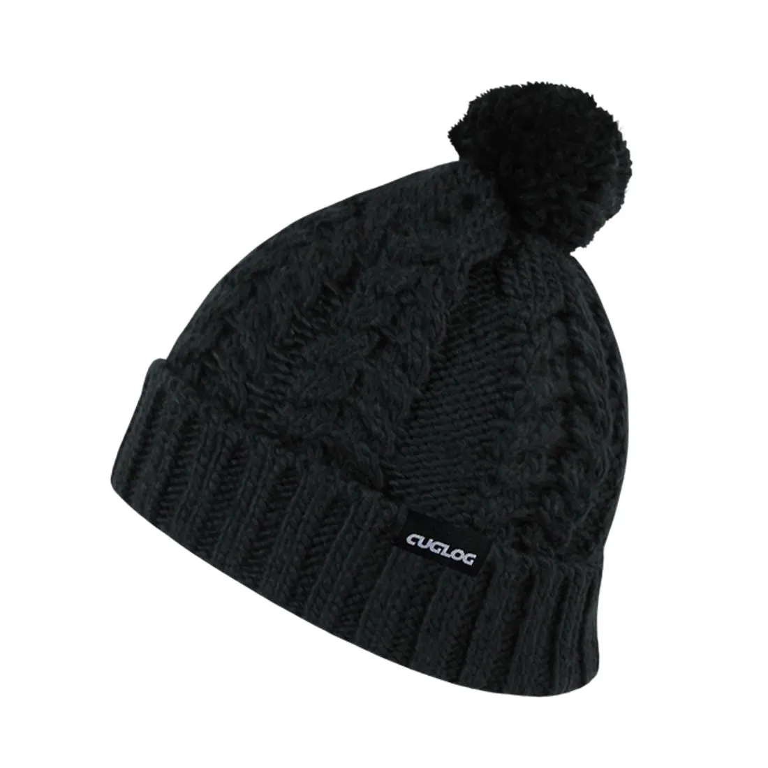 Cuglog K031 Vesuvius Long Cuffed Cable Knit Pom Pom Beanies Hats Winter Caps