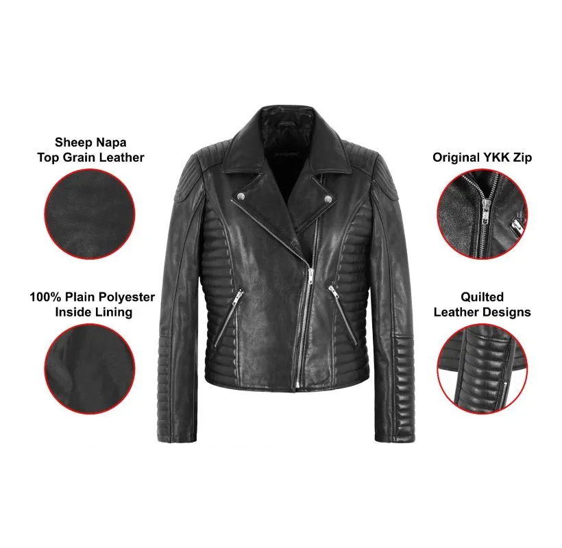 Edgy Elegance Jacket Women Black Lapel Collar Leather Jacket