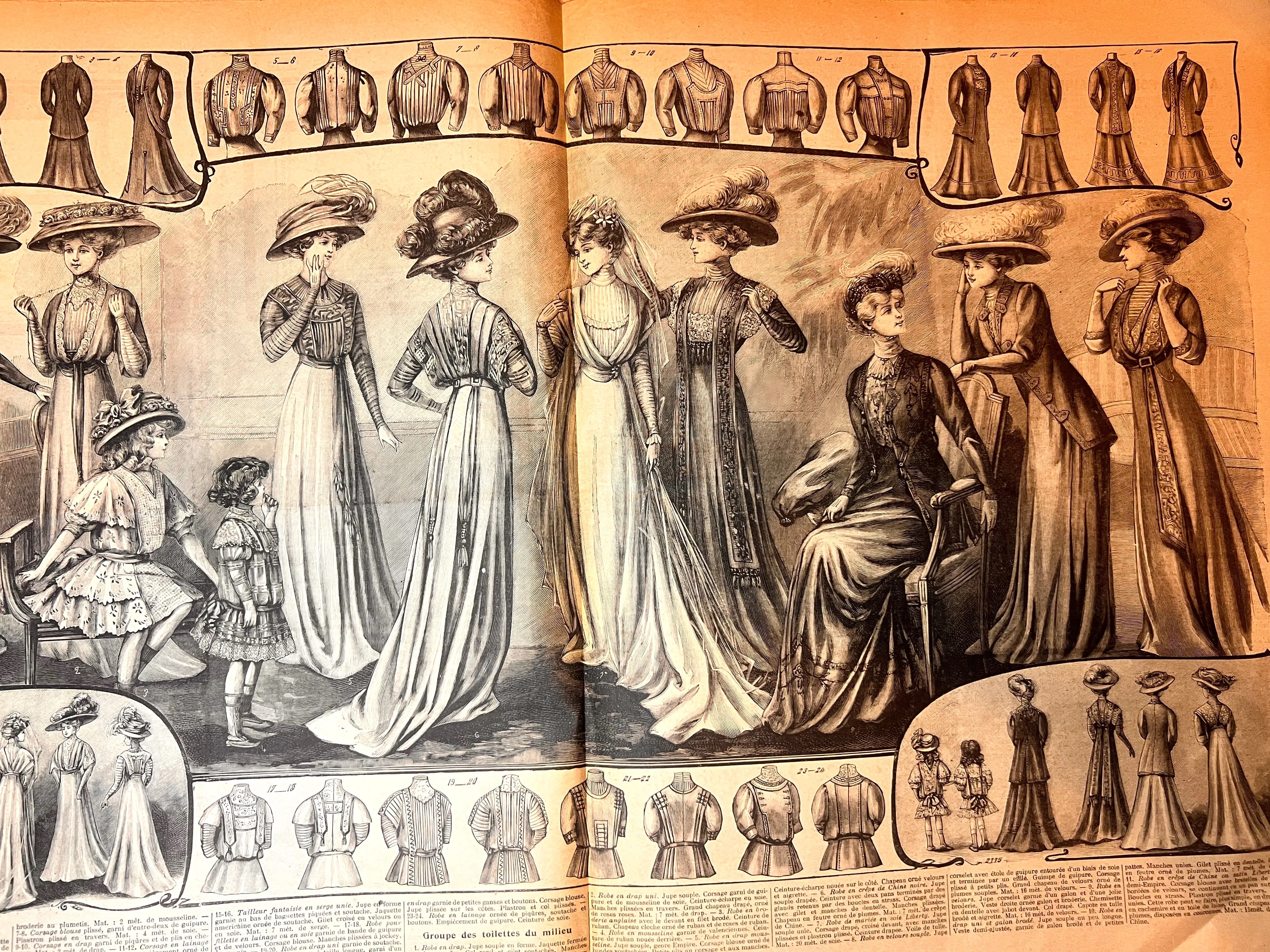 Extraordinary Early 20th C Fashions in 1908 French Magazine Le Petit Echo de la Mode