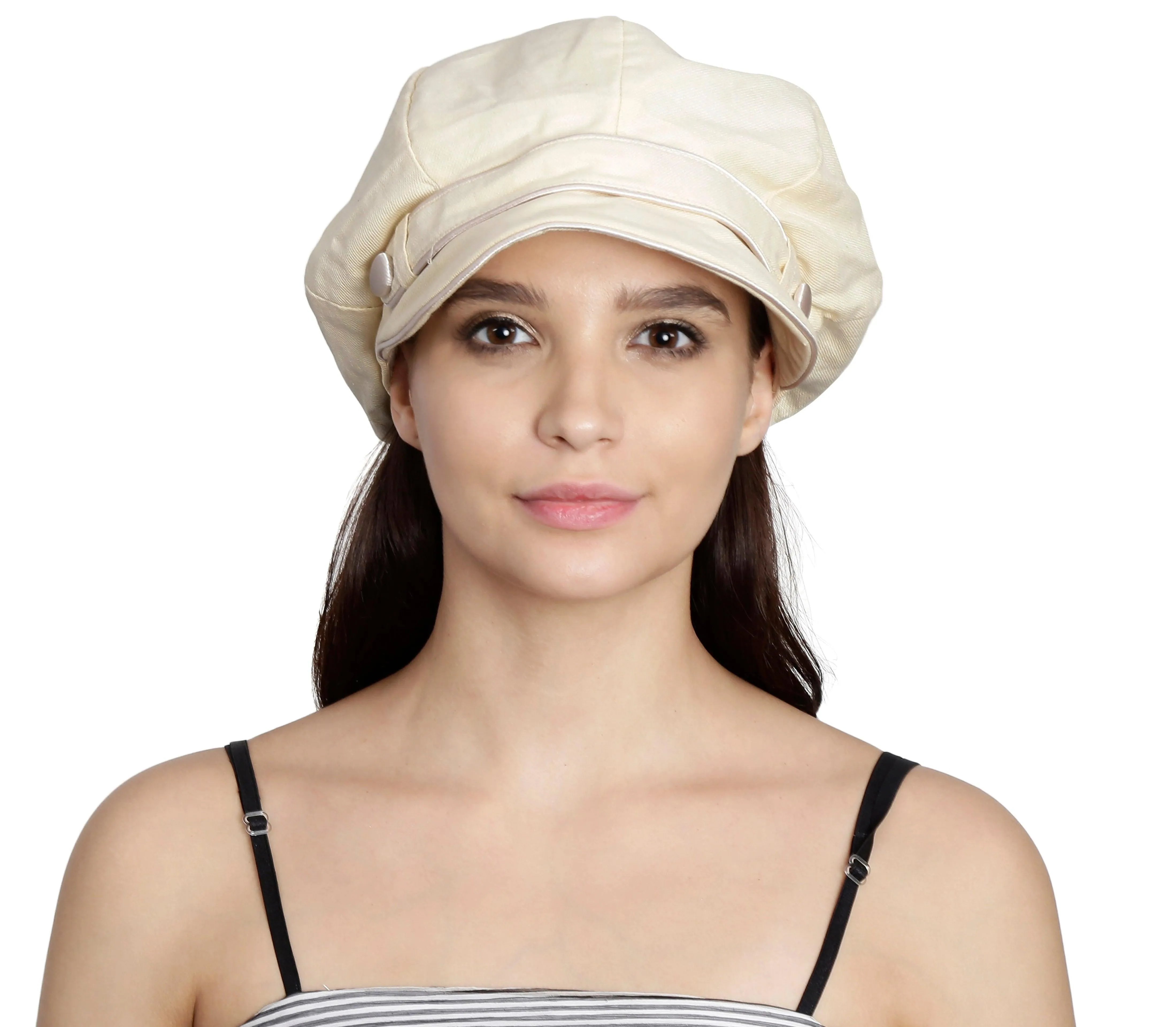 Fabseasons Cotton Linen Short Peak Summer Fashion Cap for Girls and Women