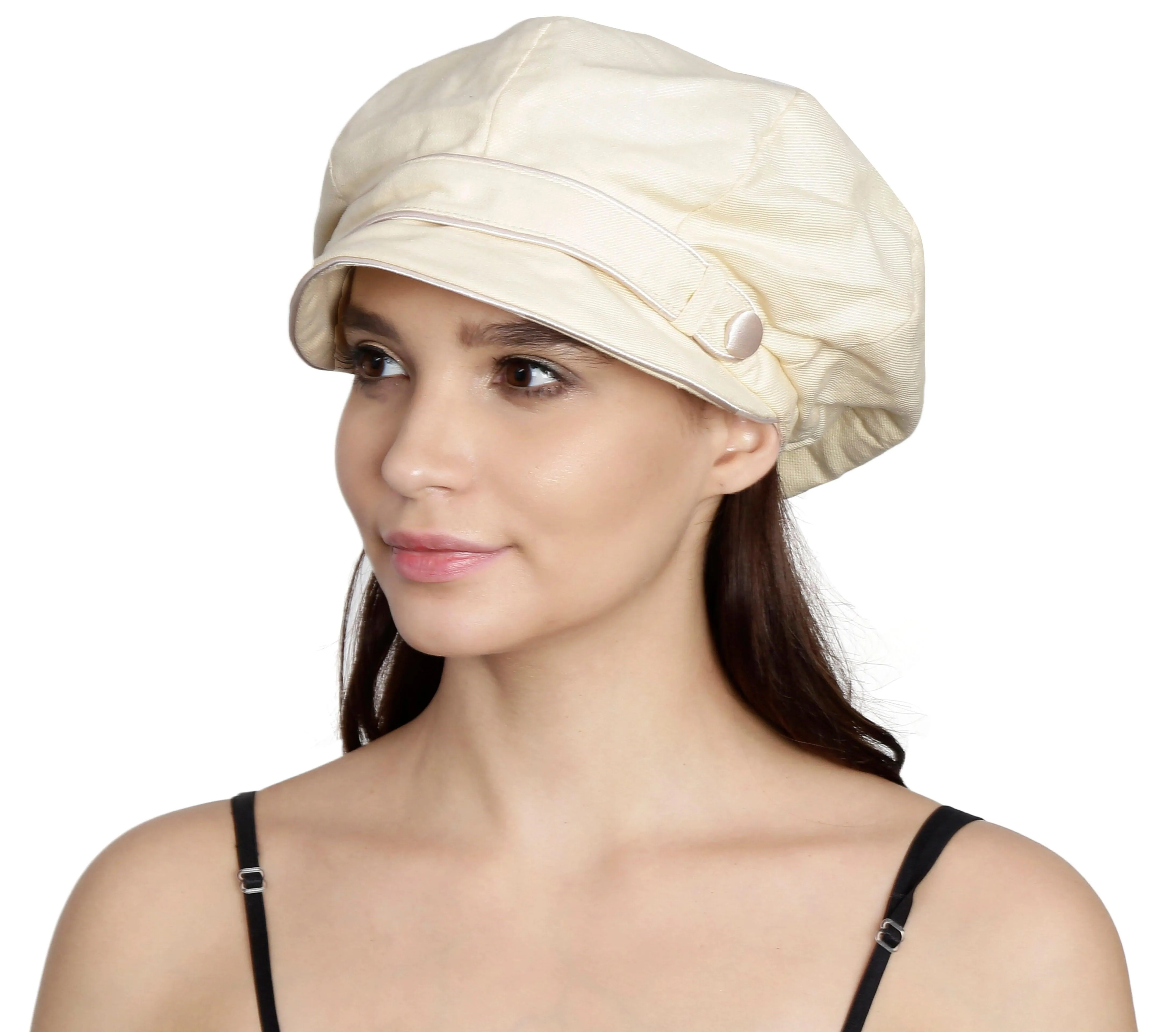 Fabseasons Cotton Linen Short Peak Summer Fashion Cap for Girls and Women