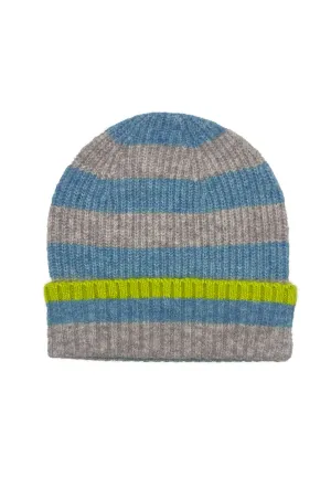 FARAH KNITTED STRIPE BEANIE-DUCK EGG