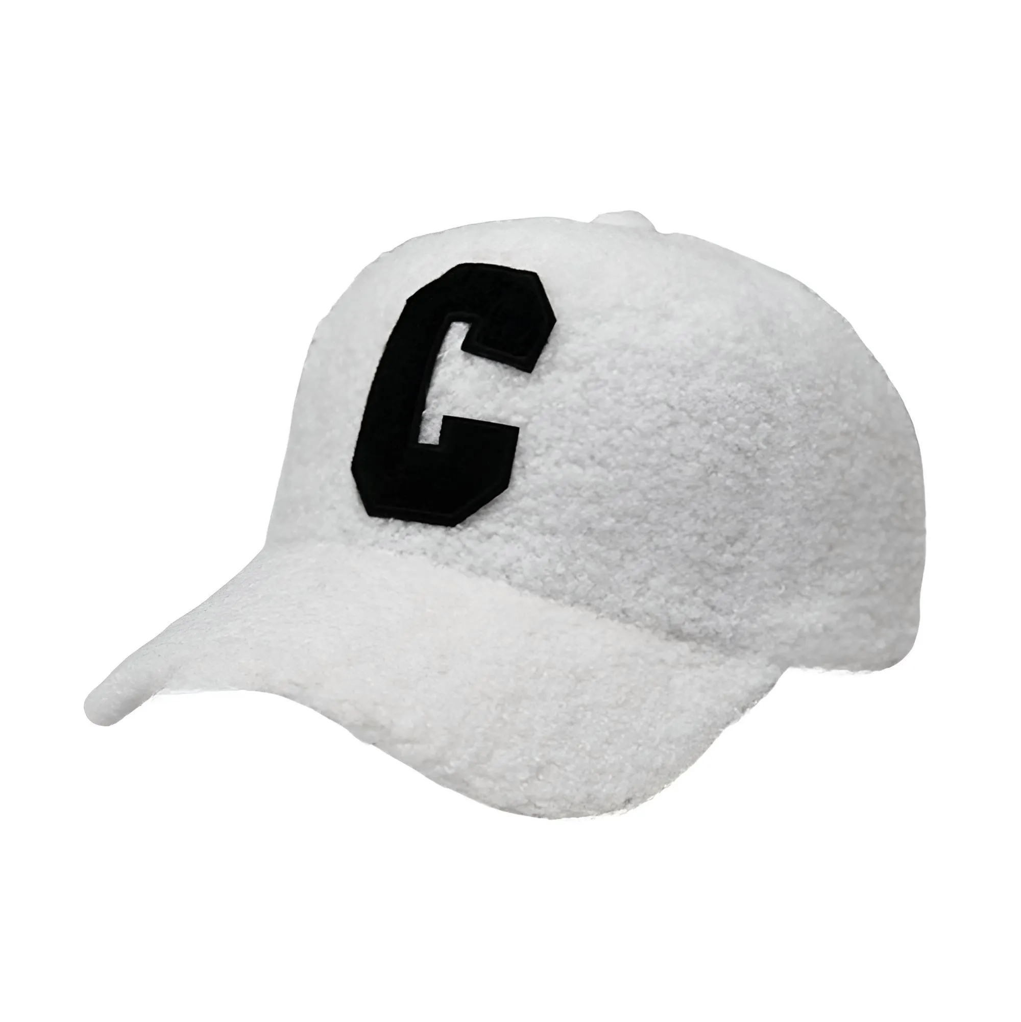 Faux Lambswool Baseball Cap Letter C Snap Back Hats For Women Men