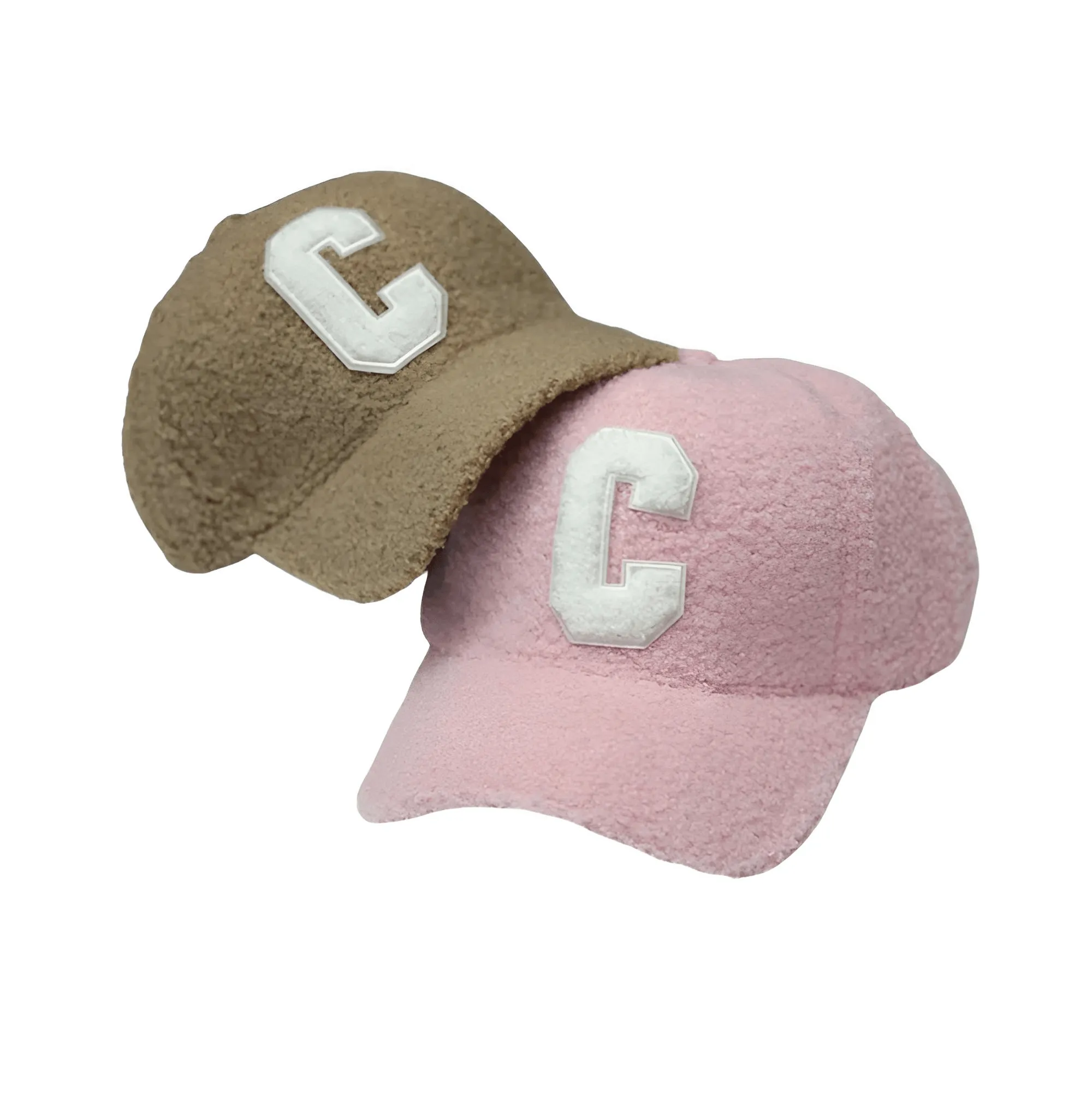 Faux Lambswool Baseball Cap Letter C Snap Back Hats For Women Men