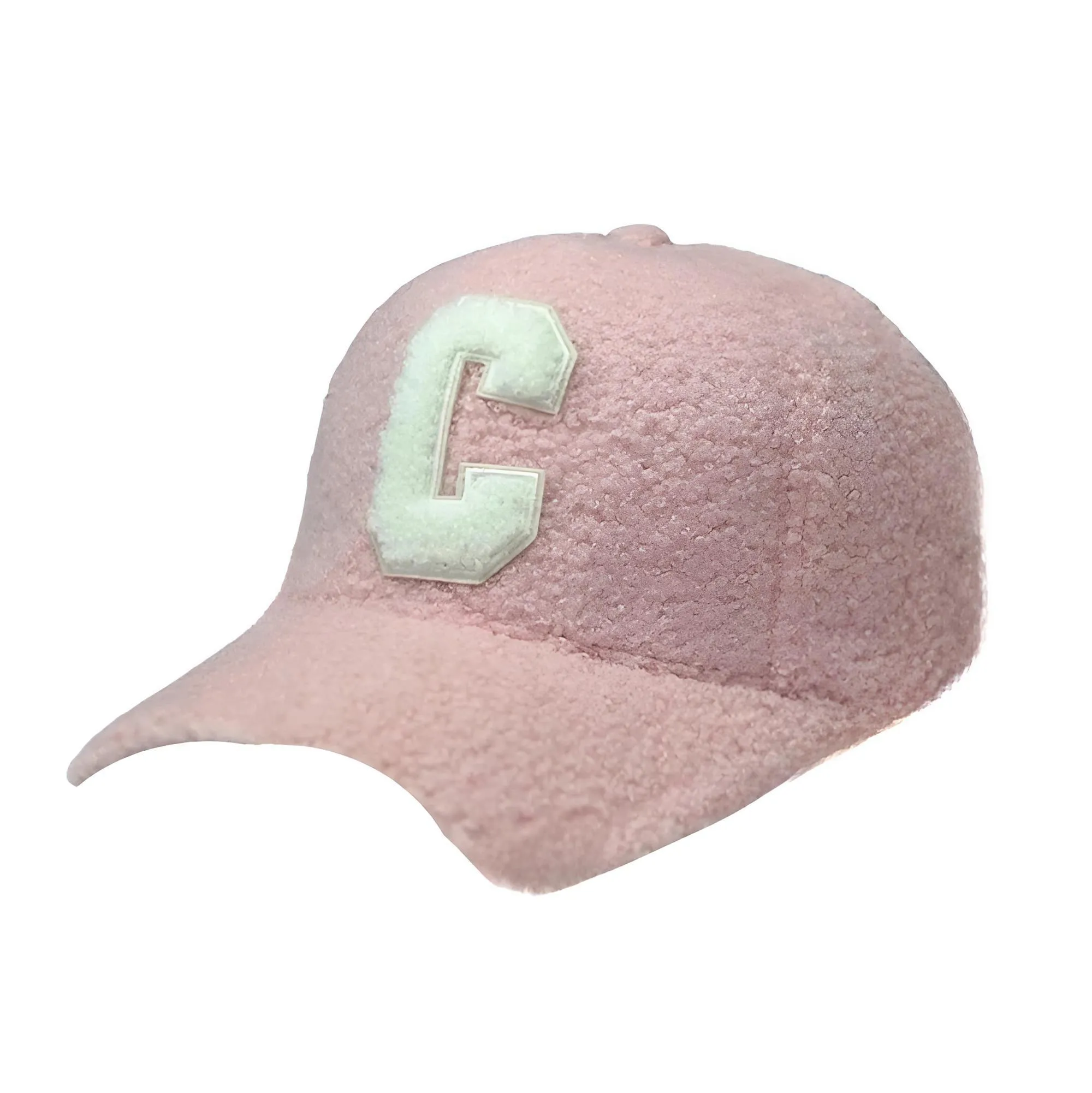Faux Lambswool Baseball Cap Letter C Snap Back Hats For Women Men