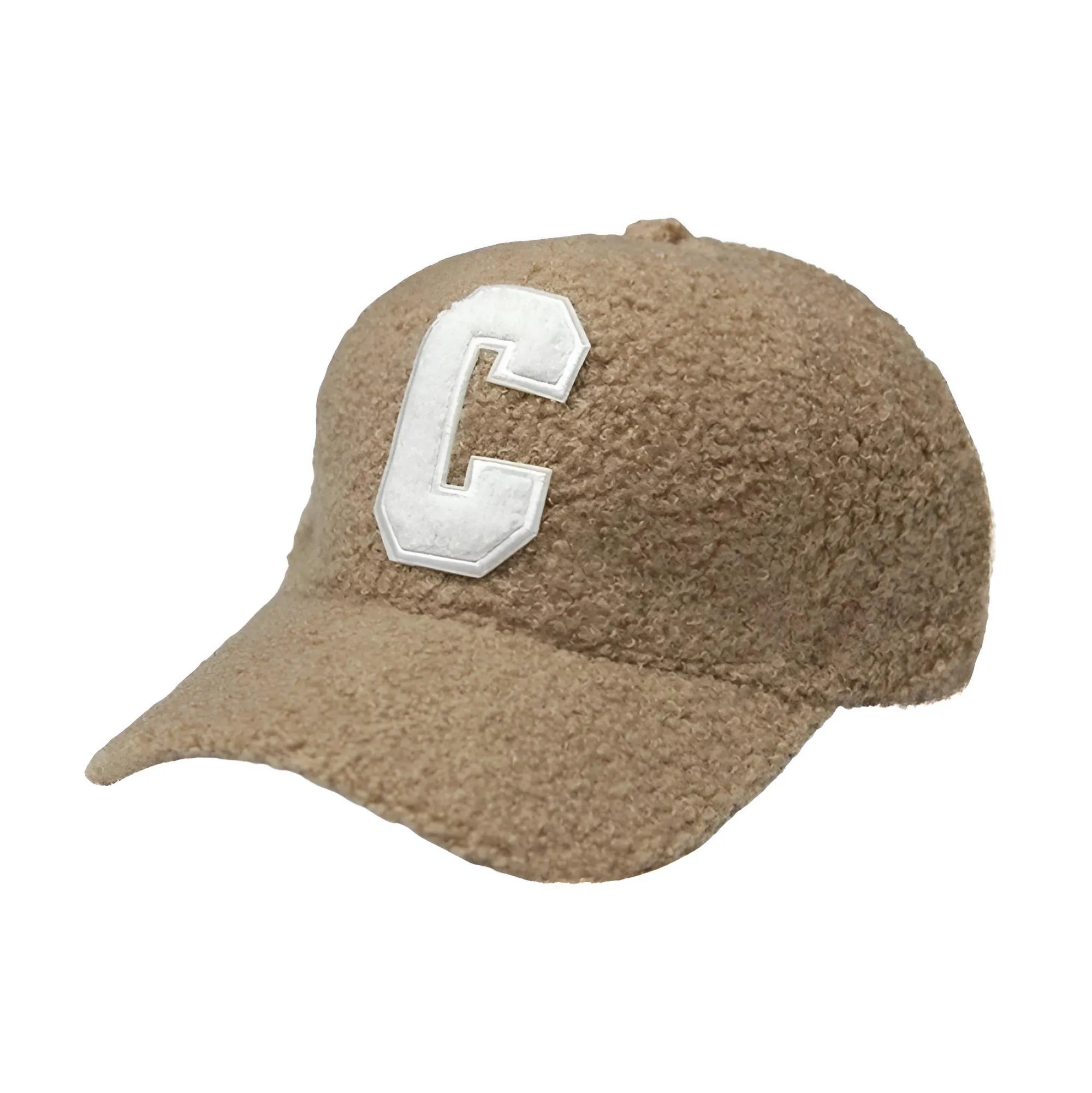 Faux Lambswool Baseball Cap Letter C Snap Back Hats For Women Men
