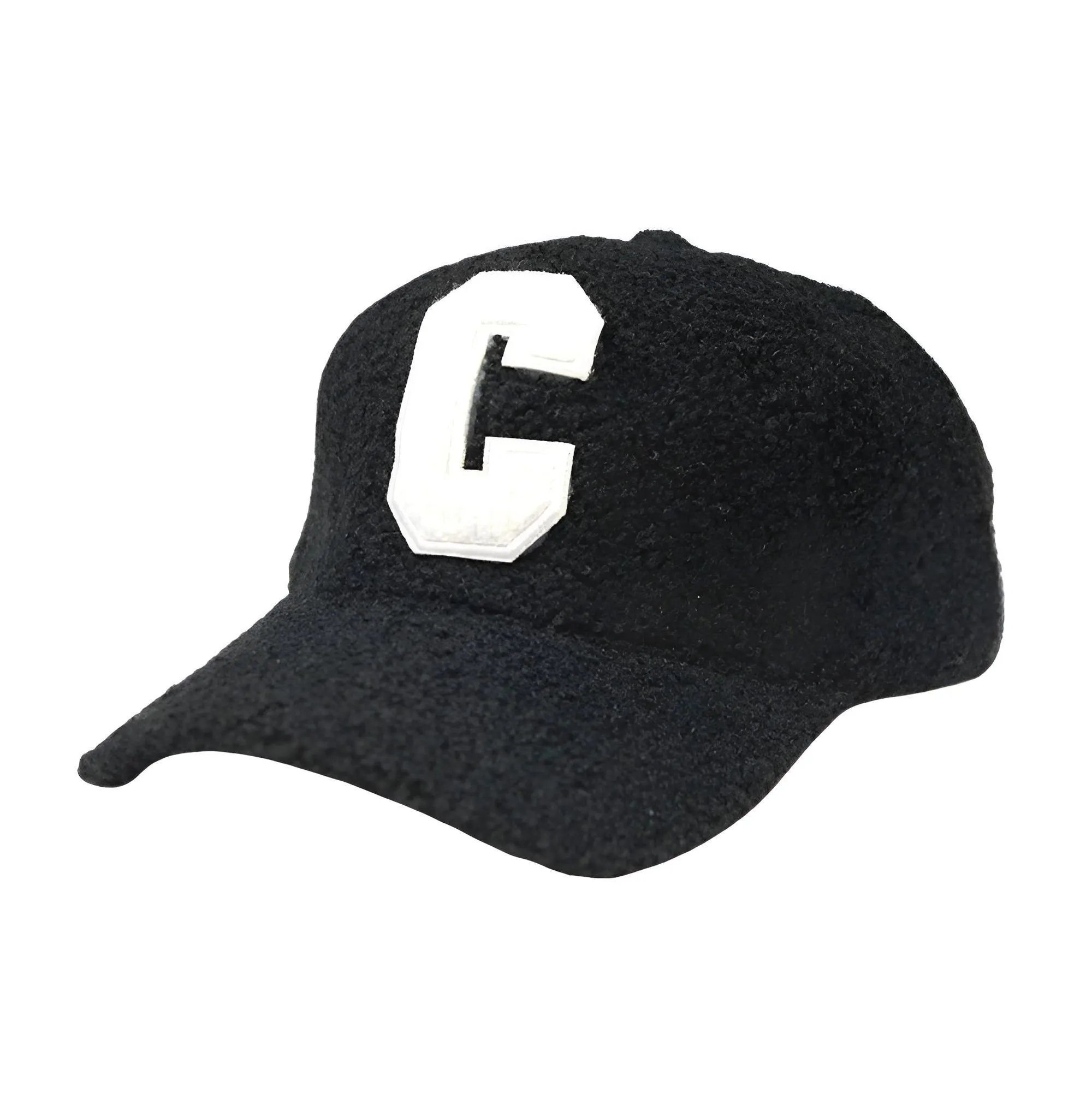 Faux Lambswool Baseball Cap Letter C Snap Back Hats For Women Men