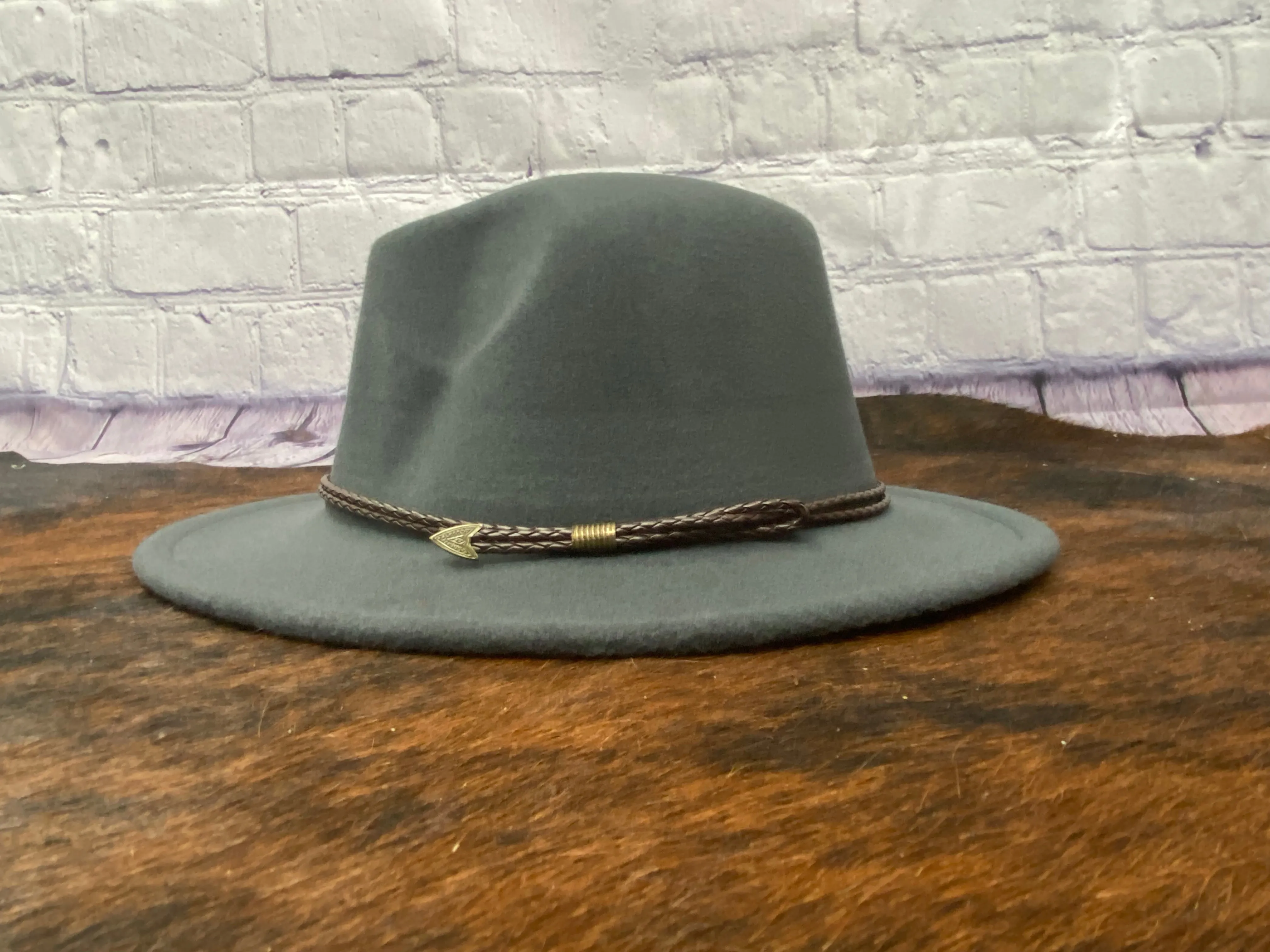 Felt Fedora With Leather Trim
