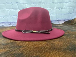 Felt Fedora With Leather Trim