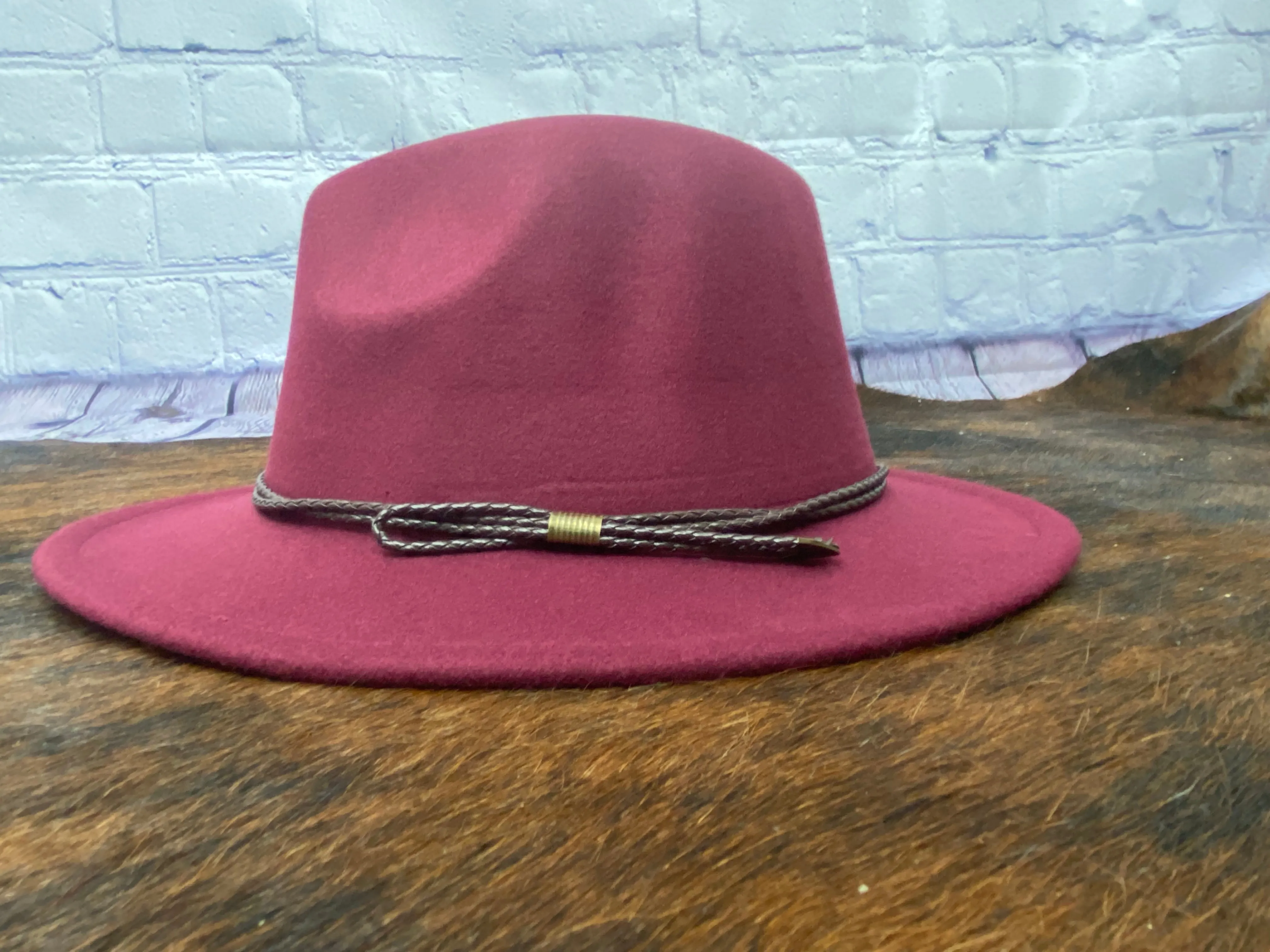 Felt Fedora With Leather Trim