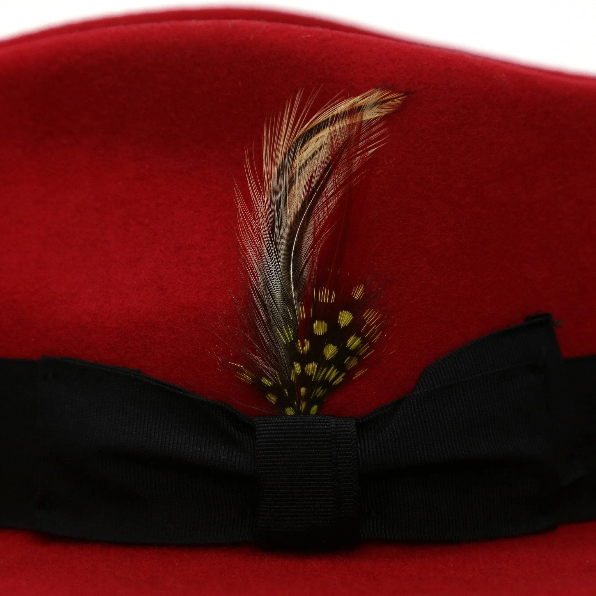 Ferrecci Red w Black Band Premium Wool Fedora Hat