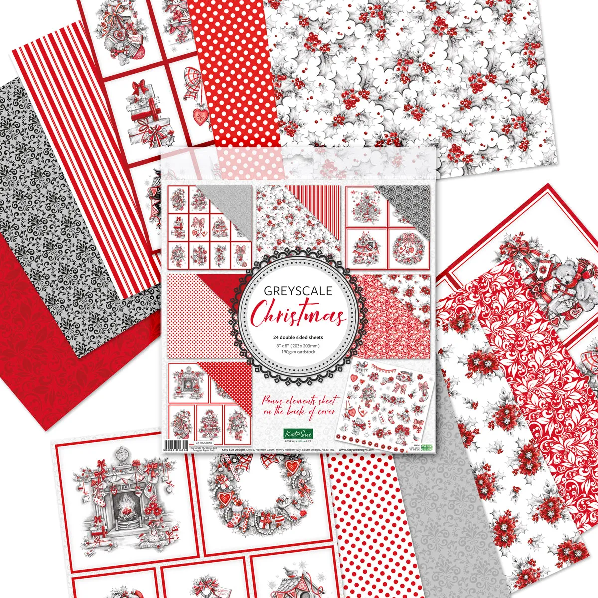 Greyscale Christmas 8x8 Designer Premium Paper Pack