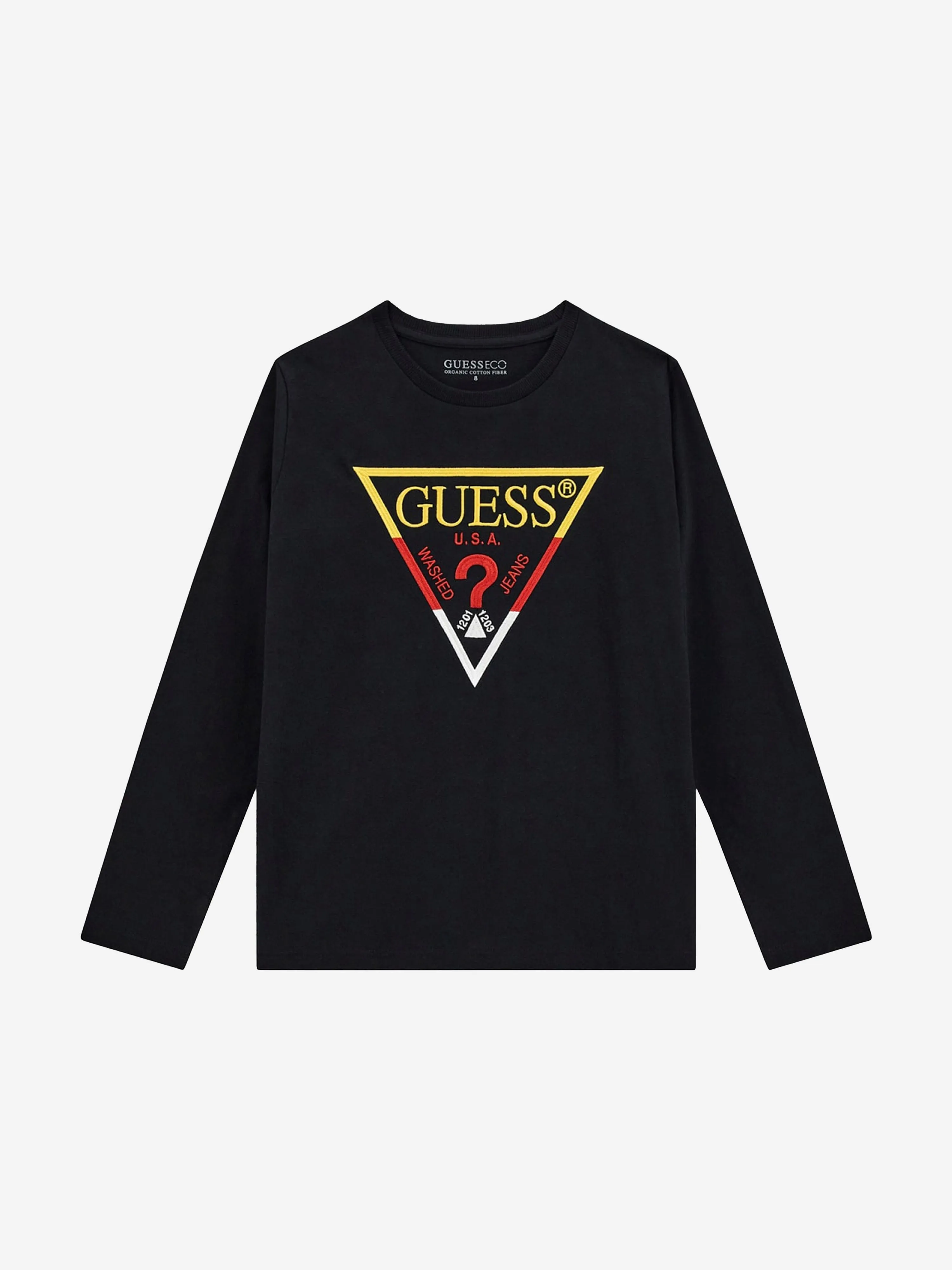 Guess Boys Long Sleeve Logo T-Shirt in Black