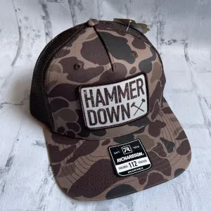 Hammer Down "Brown HD Two Rour" Hat - Bark Camo with Woven Patch