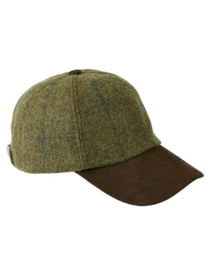 Heather Tyndrum British Tweed Leather Peak Baseball Cap