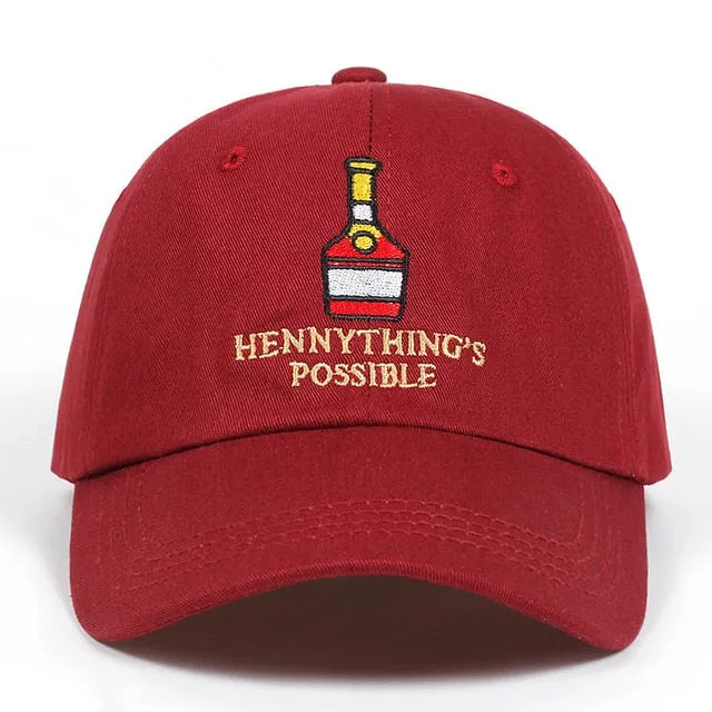 Henny  bottle embroidery Dad Hat men women Baseball Cap adjustable Hip-hop snapback cap hats