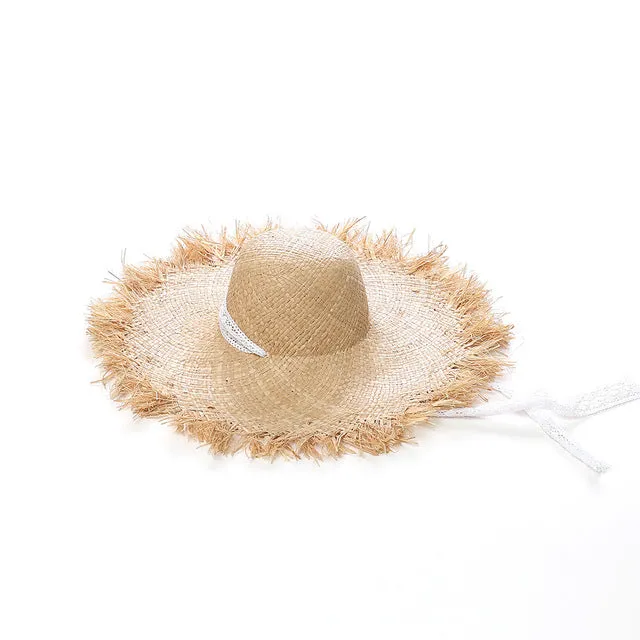 Lace Strap Straw Beach Hat