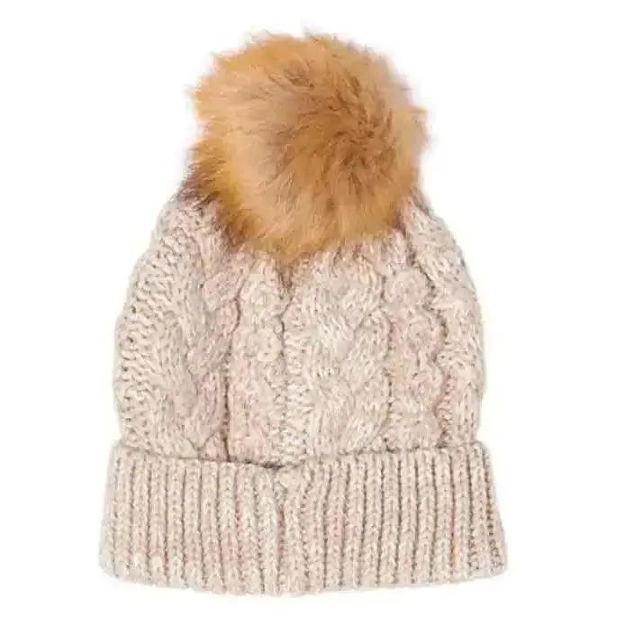 Ladies Cable Knitted Pom Pom Hats