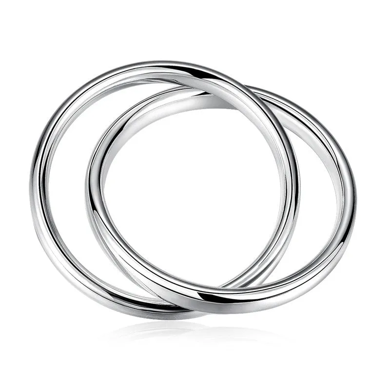 Men's Dual Ring Silver Bracelet - Edgy and Elegant
