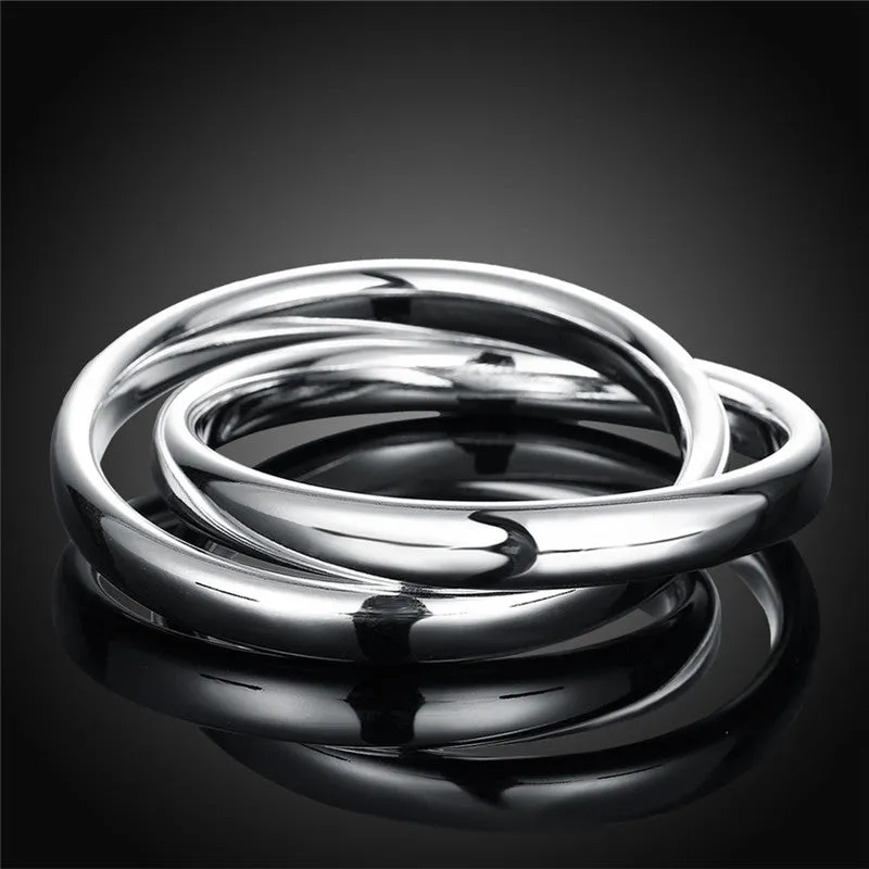 Men's Dual Ring Silver Bracelet - Edgy and Elegant