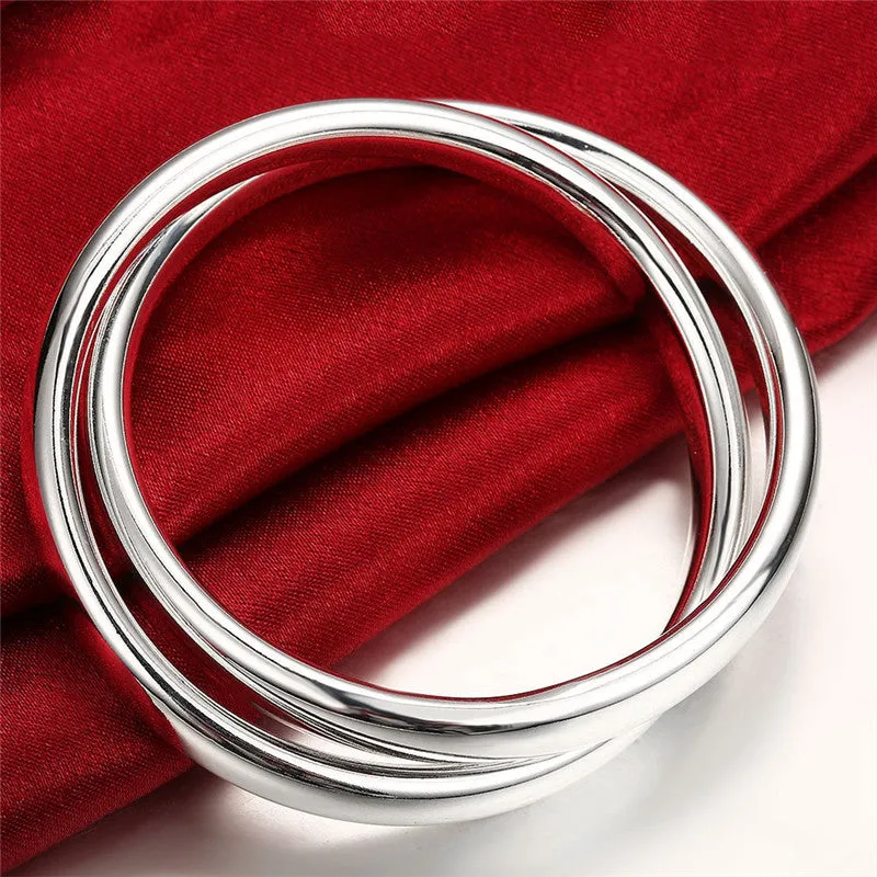 Men's Dual Ring Silver Bracelet - Edgy and Elegant