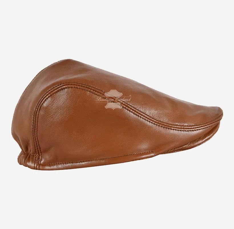 Men's Leather Ivy Cap Soft Leather Golf Bunnet Cap