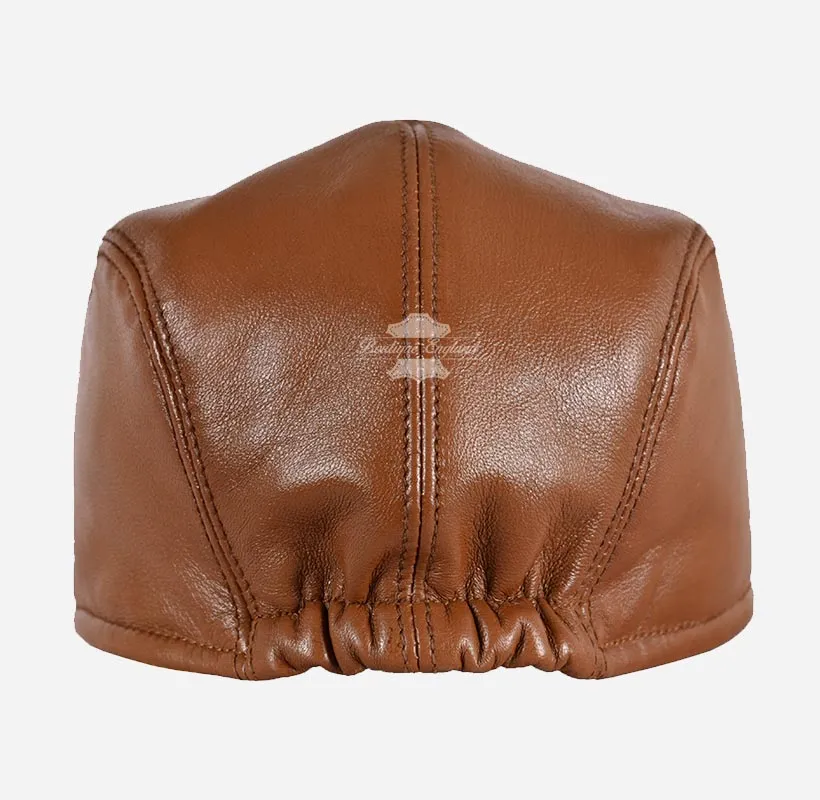 Men's Leather Ivy Cap Soft Leather Golf Bunnet Cap