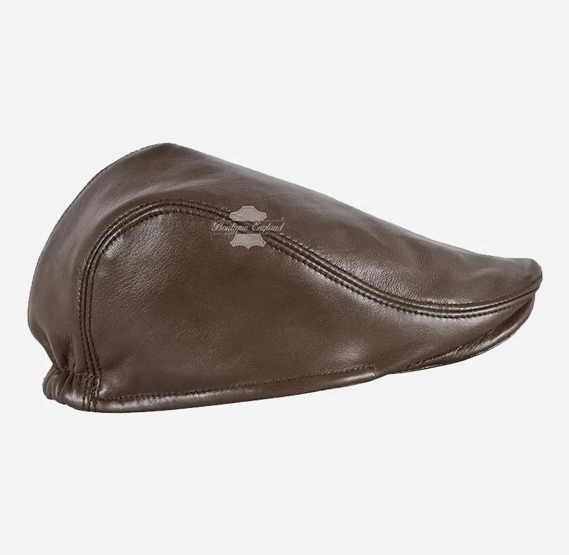 Men's Leather Ivy Cap Soft Leather Golf Bunnet Cap