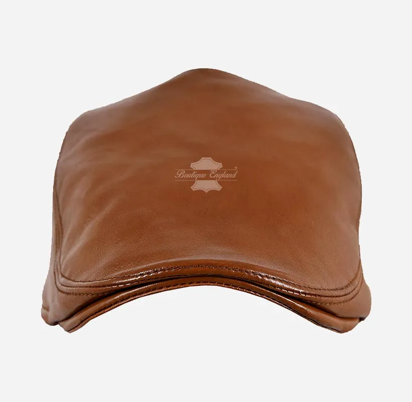Men's Leather Ivy Cap Soft Leather Golf Bunnet Cap