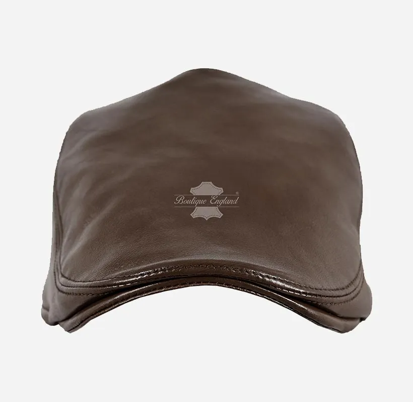Men's Leather Ivy Cap Soft Leather Golf Bunnet Cap