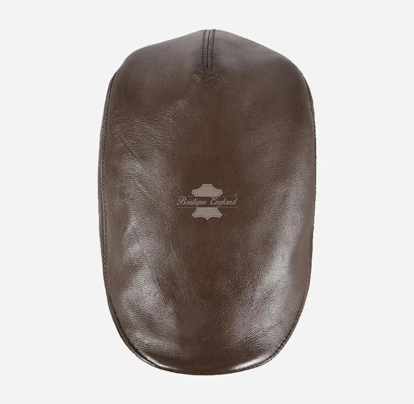 Men's Leather Ivy Cap Soft Leather Golf Bunnet Cap