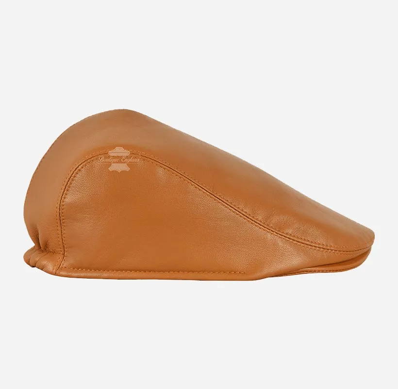 Men's Leather Ivy Cap Soft Leather Golf Bunnet Cap
