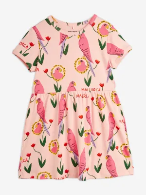Mini Rodini Girls Parrot Print Dress in Pink