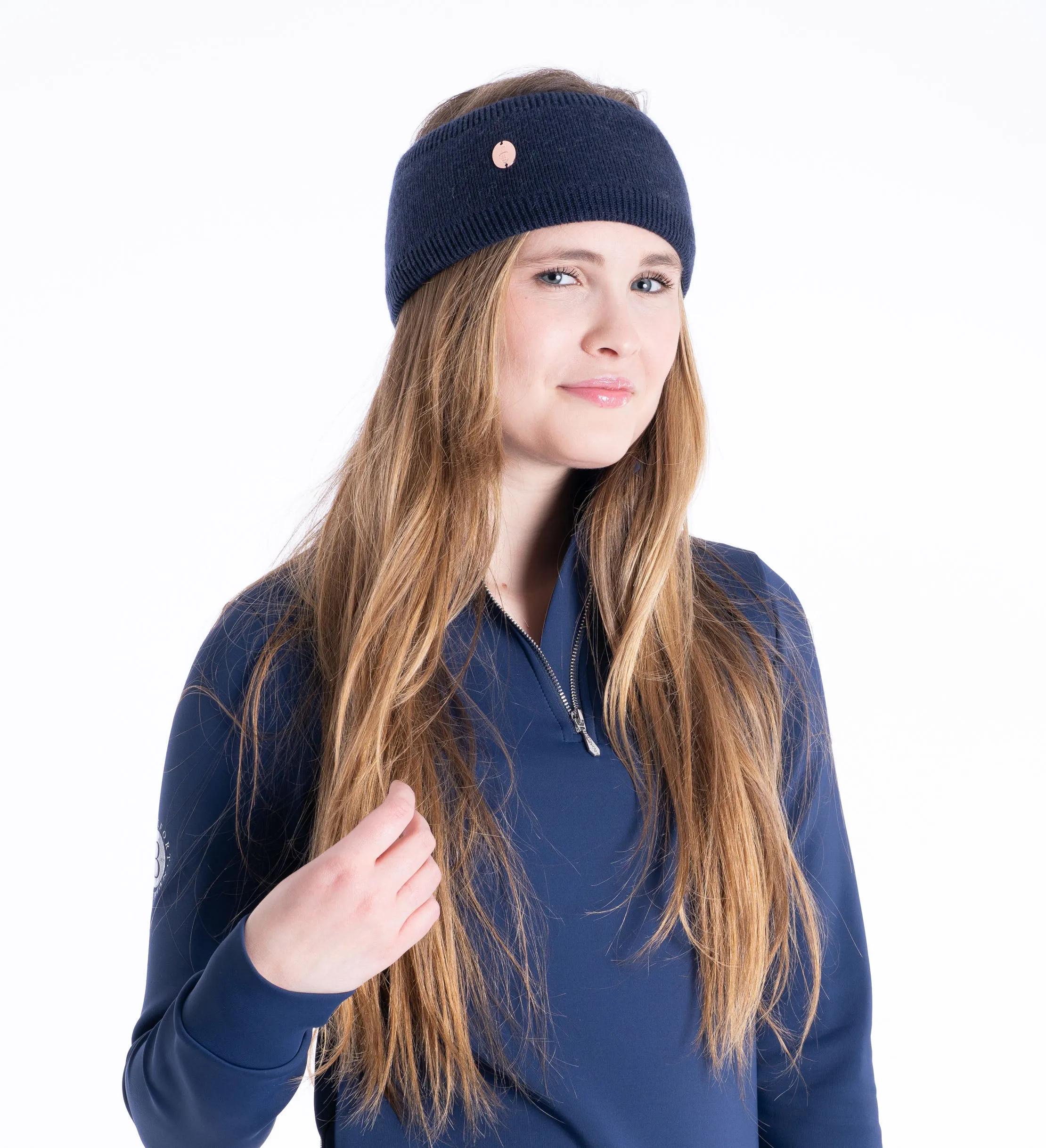 Navy Fleece Lined Knitted Headband